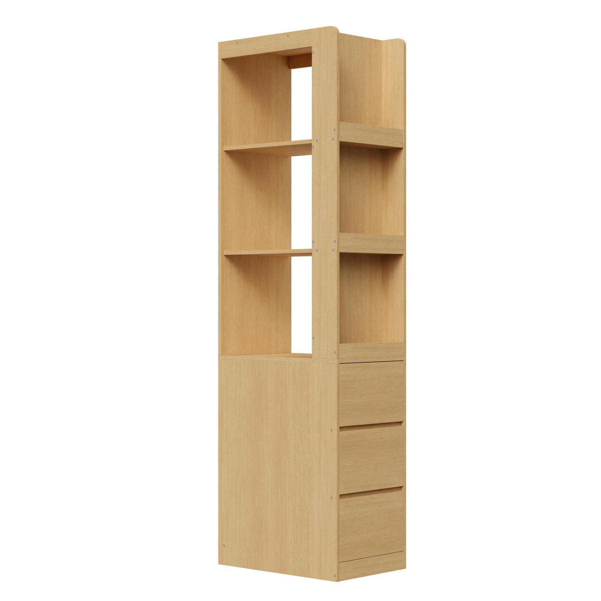 BÜCHERREGAL 60cm 200cm hoch Schubladen Anti-Kipp modern - Eichefarben, Holzwerkstoff (60/200/40cm) - FLIEKS