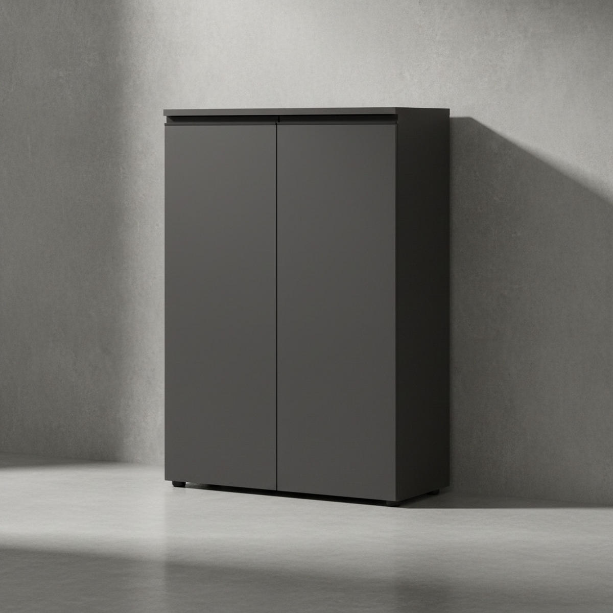 AKTENSCHRANK 2-türig Soft-Close, 3 Ordnerhöhen 81x120x40 cm Graphit - Schwarz, Holzwerkstoff (81/120/40cm) - KADIMA DESIGN