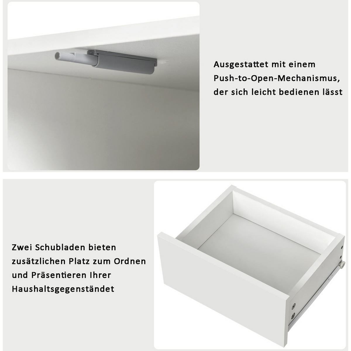 COUCHTISCH 100cm Weiß Hochglanz Modern 2 Schubladen Büro Wohnzimmer - Weiß, Holz (66.5/42.49/16cm) - FLIEKS