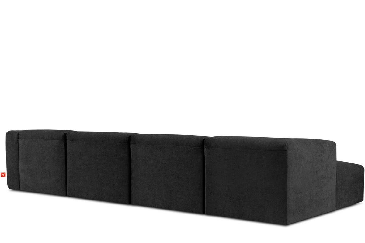 ECKMODULSOFA-LINKS BUFFO 6-Sitzer mit extrem weicher Sitzfläche, Gewebestoff, graphit - Graphitfarben, Textil (377/180cm) - KONSIMO®