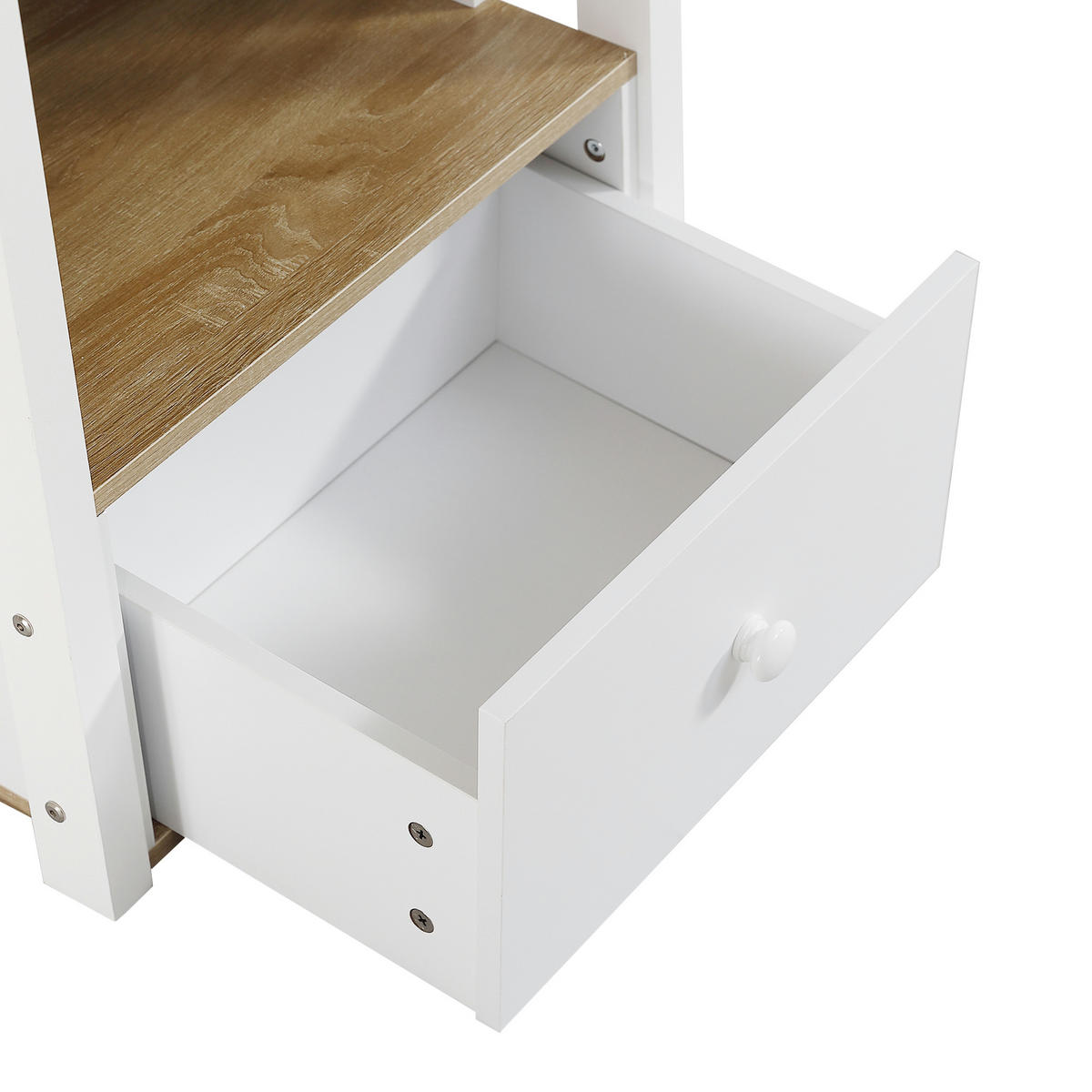 ETAGENBETT 90/200 cm in Weiß & Natur mit Schreibtisch, 3 Schubladen und Regal - Weiß/Naturfarben, Holz/Holzwerkstoff (90/200cm) - CHICFURN