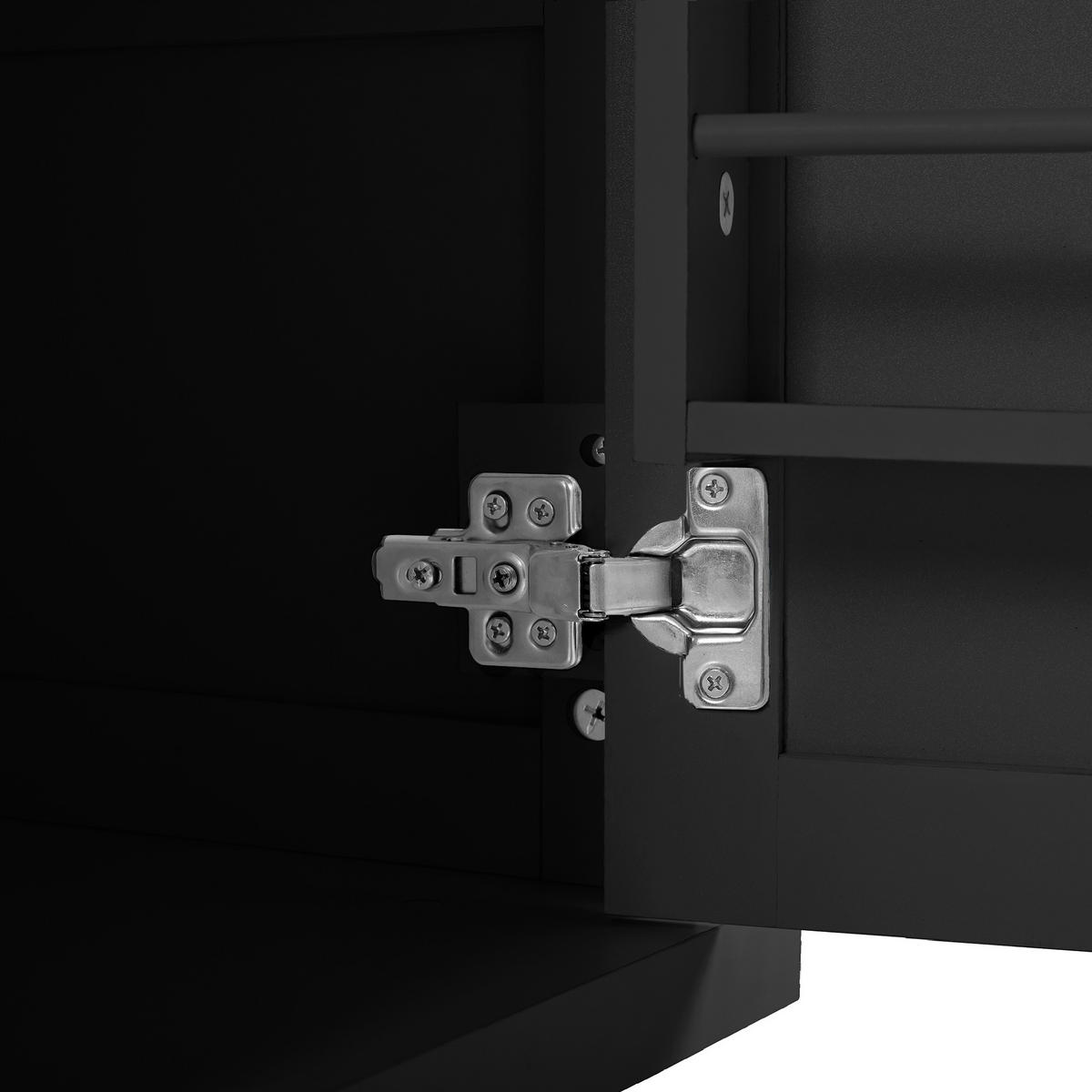 KÜCHENINSEL 112x46.2-76.2x92.7 cm Schwarz mit Ausziehplatte & Mülleimer-Fach - Schwarz, Holzwerkstoff (112/92.7/76.2cm) - Modfu