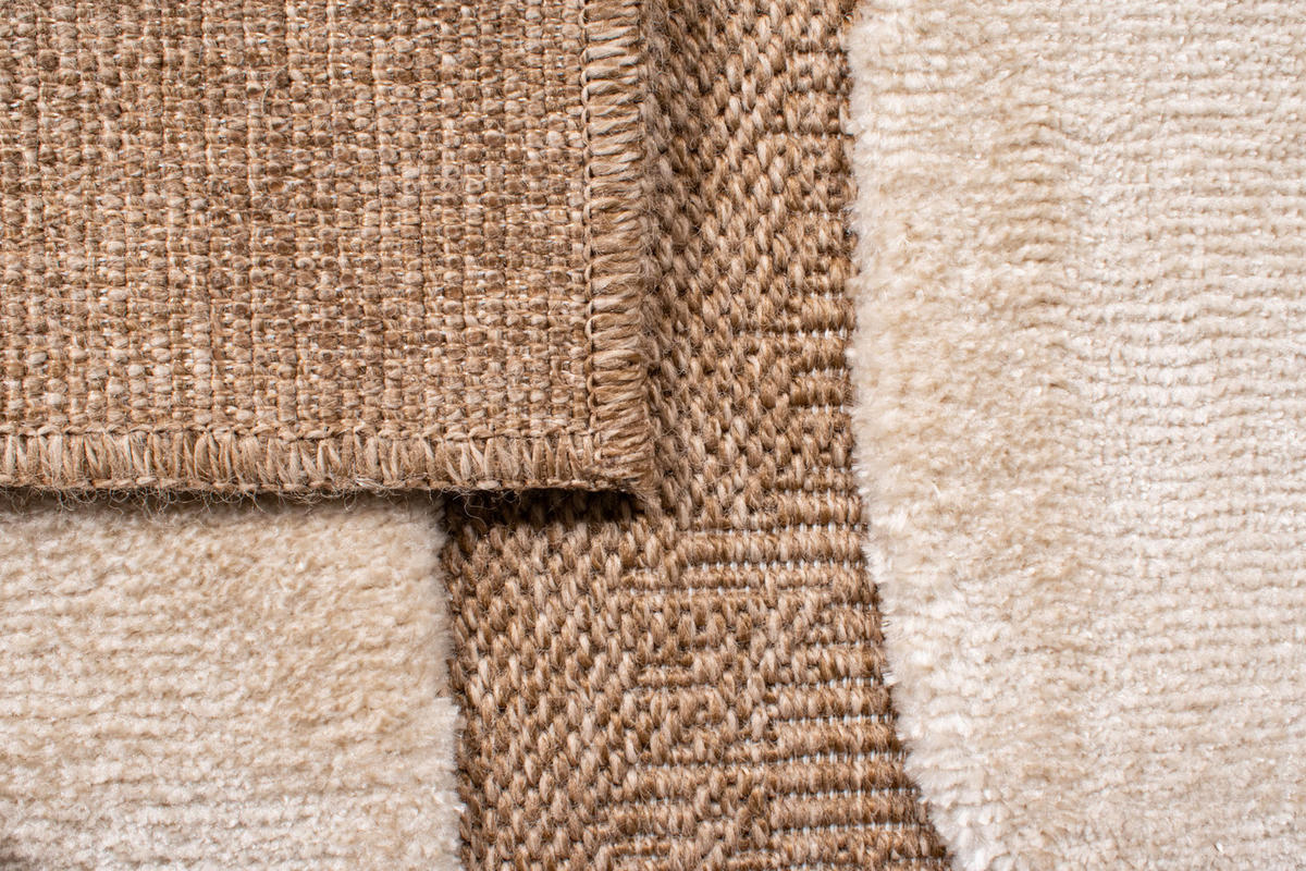 TEPPICH mit Juteoptik abstraktem weißem Palma 120x170 cm - Weiß, Textil (150/170cm) - Nazar Rugs