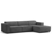 ECKSOFA mit Longchair - Anthrazit/Schwarz, Kunststoff/Textil (294/177cm) - home24