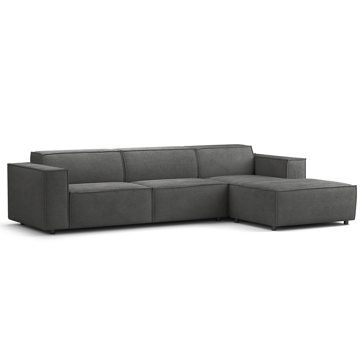 ECKSOFA mit Longchair - Anthrazit/Schwarz, Kunststoff/Textil (294/177cm) - home24