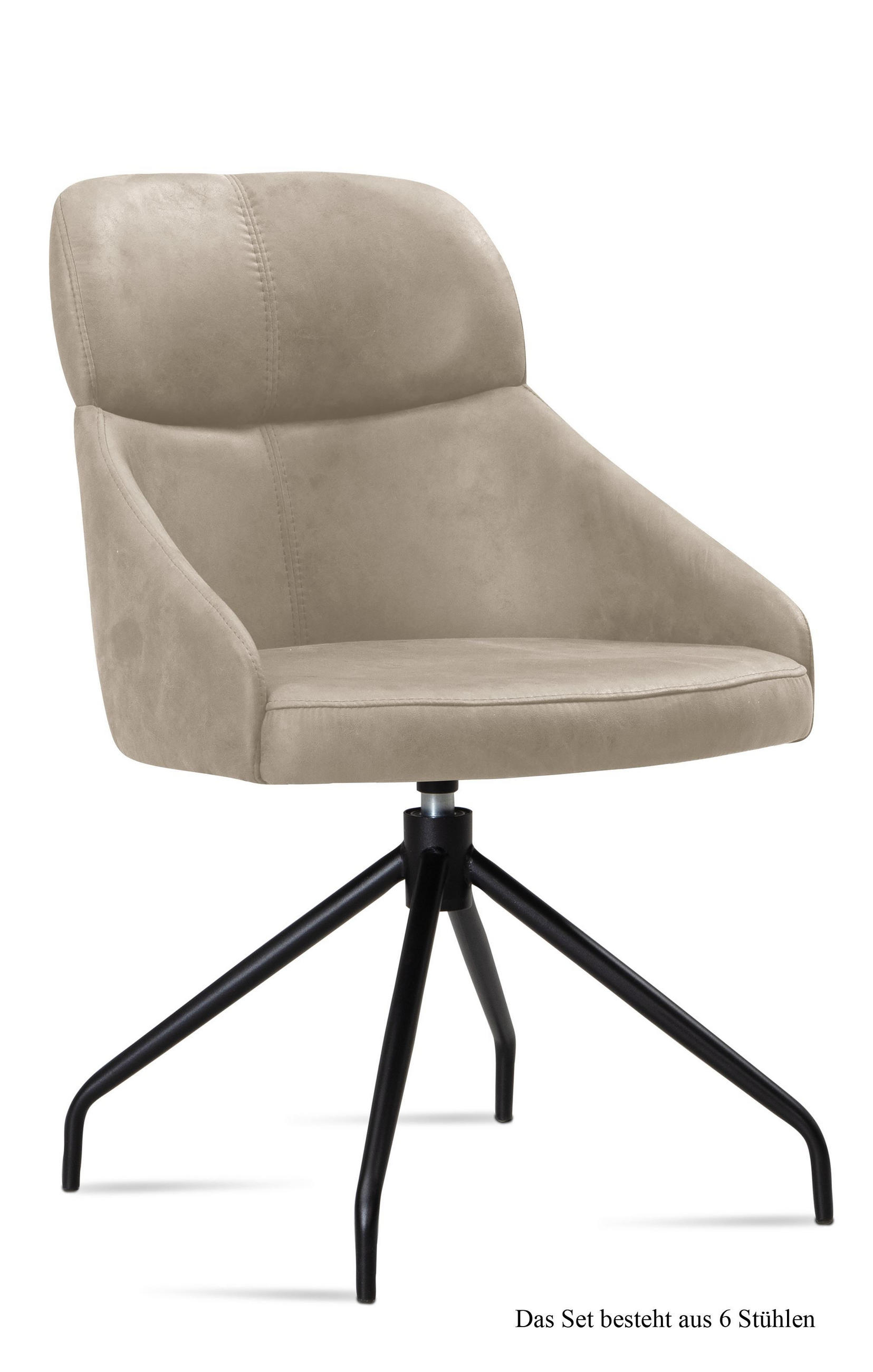ESSZIMMERSTUHL drehbar (6er-Set) Dorian 52x82x63 Schwarz/Natur - Schwarz/Naturfarben, Kunststoff (63/82/52cm) - 58aufmkessel