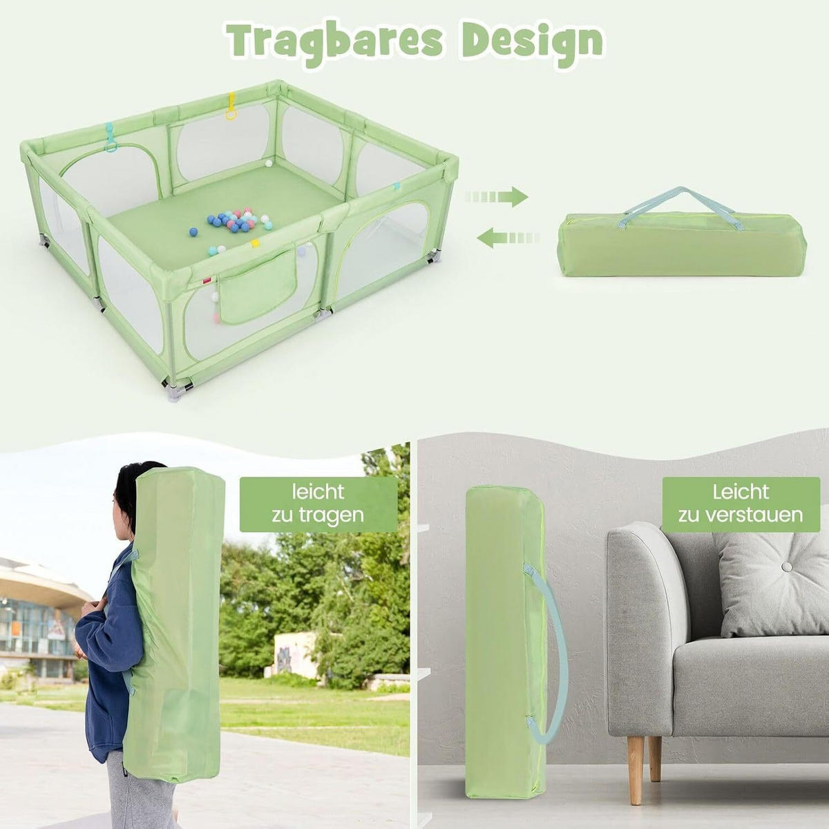 LAUFGITTER 69cm Grün - Grün, Metall (158/189cm) - COSTWAY