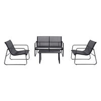 GARTENMÖBEL Sintra Schwarz 4 Personen Aus Metall - Schwarz, Metall - Concept Usine