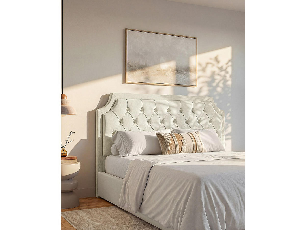 BETTKOPFTEIL - 2 Personen - Stoff - Beige - - Beige, Textil (150/110/8cm) - Vente-Unique