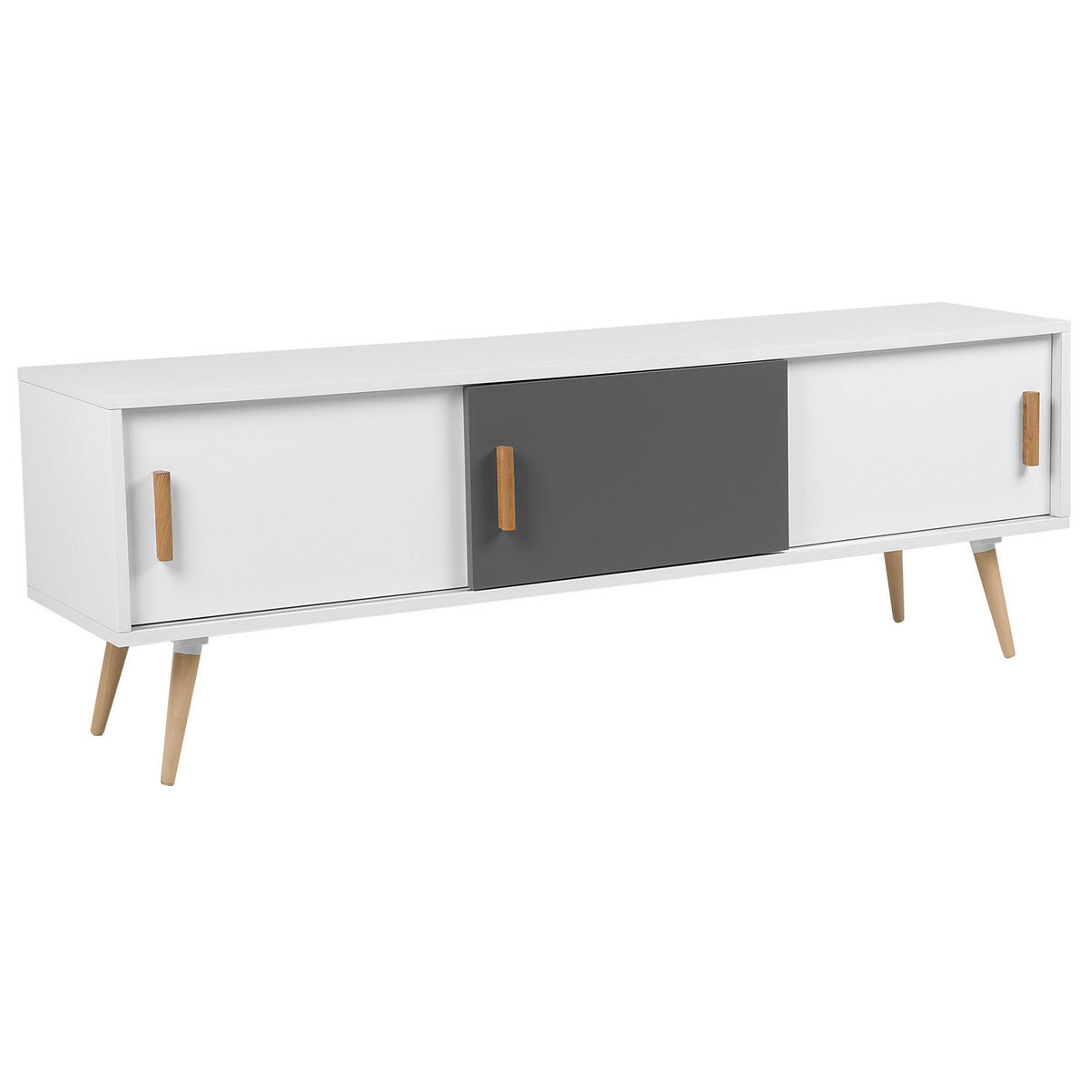 TV-MÖBEL Weiß, Grau, Hellbraun INDIANA 40/160/55 cm - Weiß, Holzwerkstoff (160/55/40cm) - Beliani