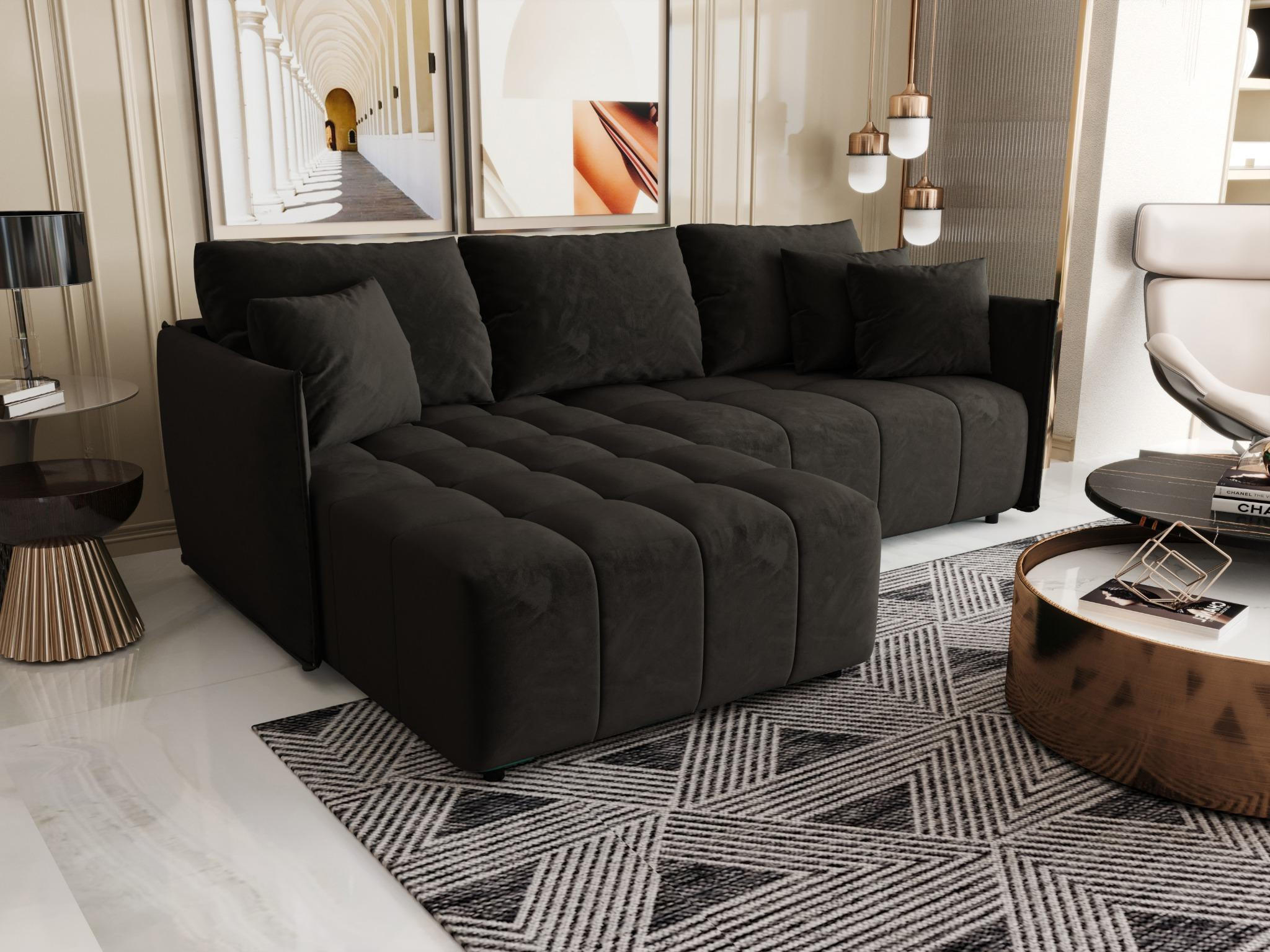 ECKSOFA mit Schlaffunktion ONIL L Monolith 95 Links - Schwarz, Textil (245/175cm) - Bedante