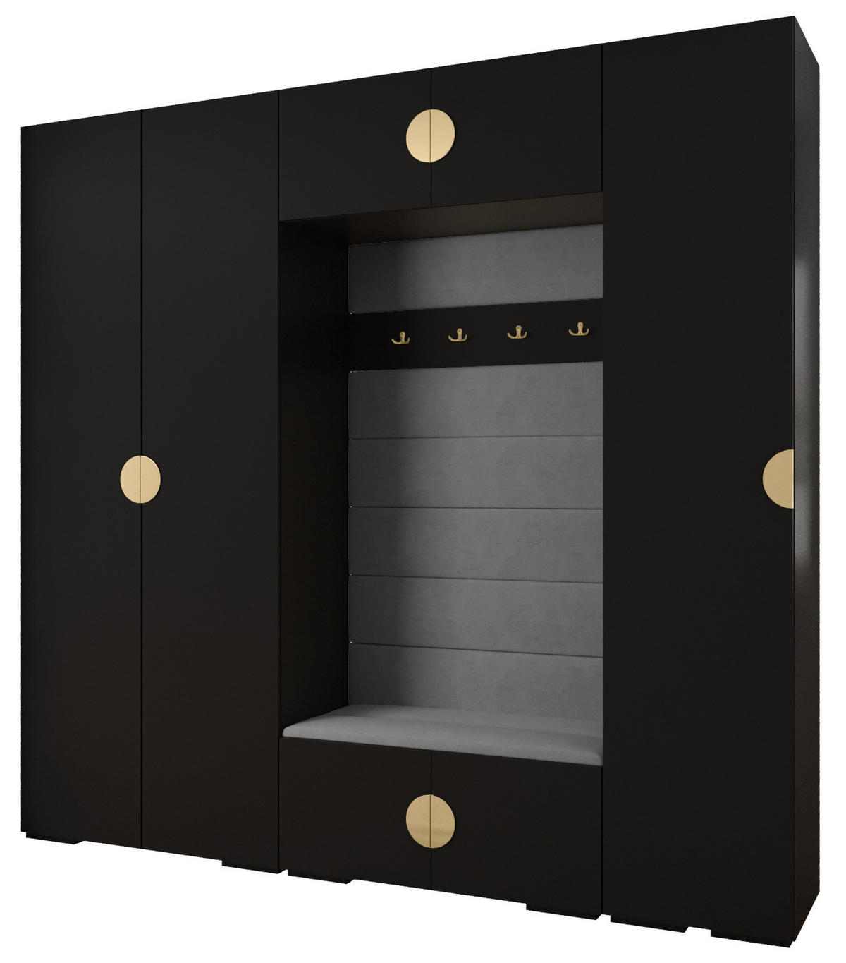GARDEROBEN-SET 236,7/250/47 - Goldfarben/Schwarz, Holz/Metall (250/236.7/47cm) - Abiks Möbel