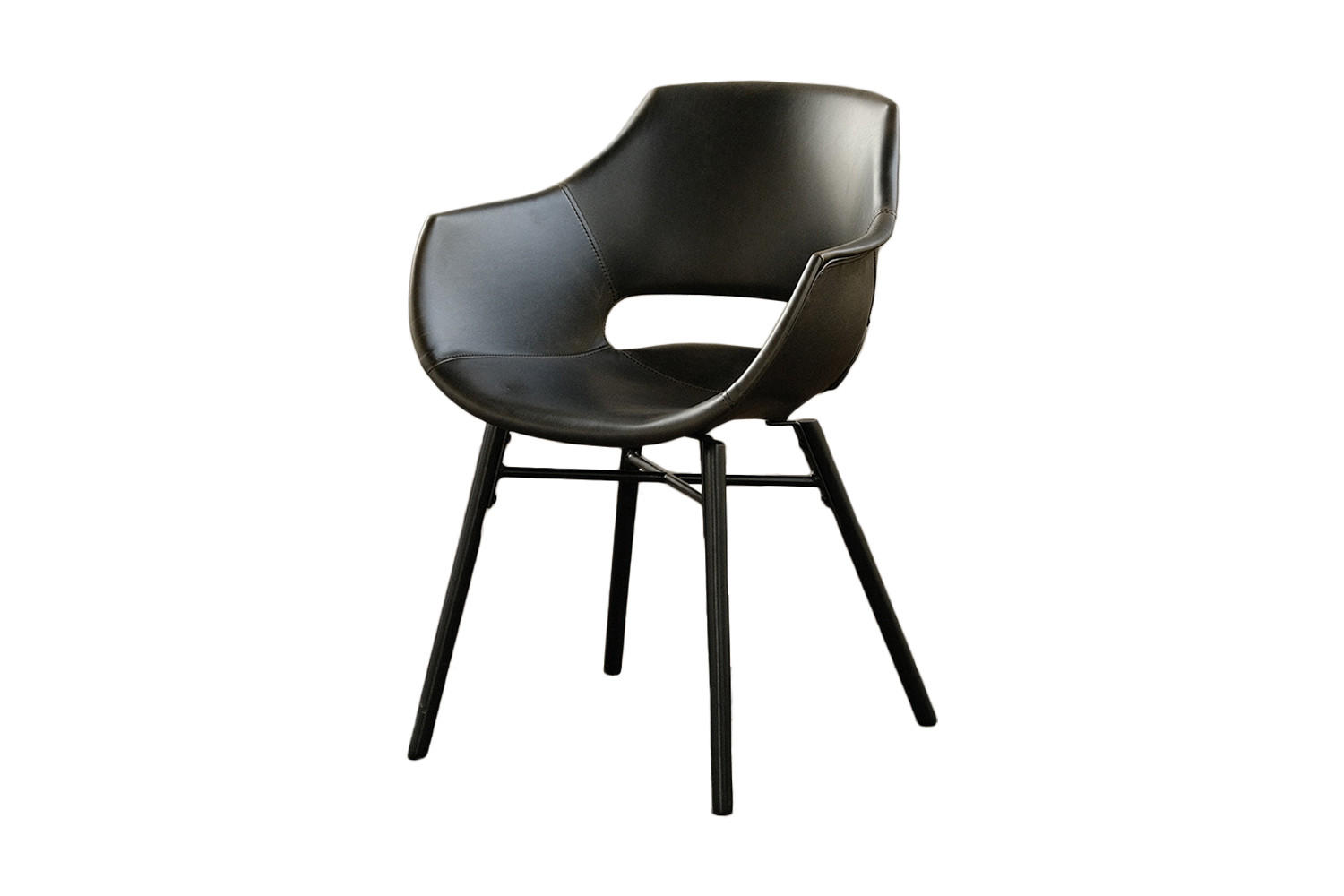 STUHL ZAJA Schwarz Kunstleder - Schwarz, Leder (57/82/59cm) - KAWOLA