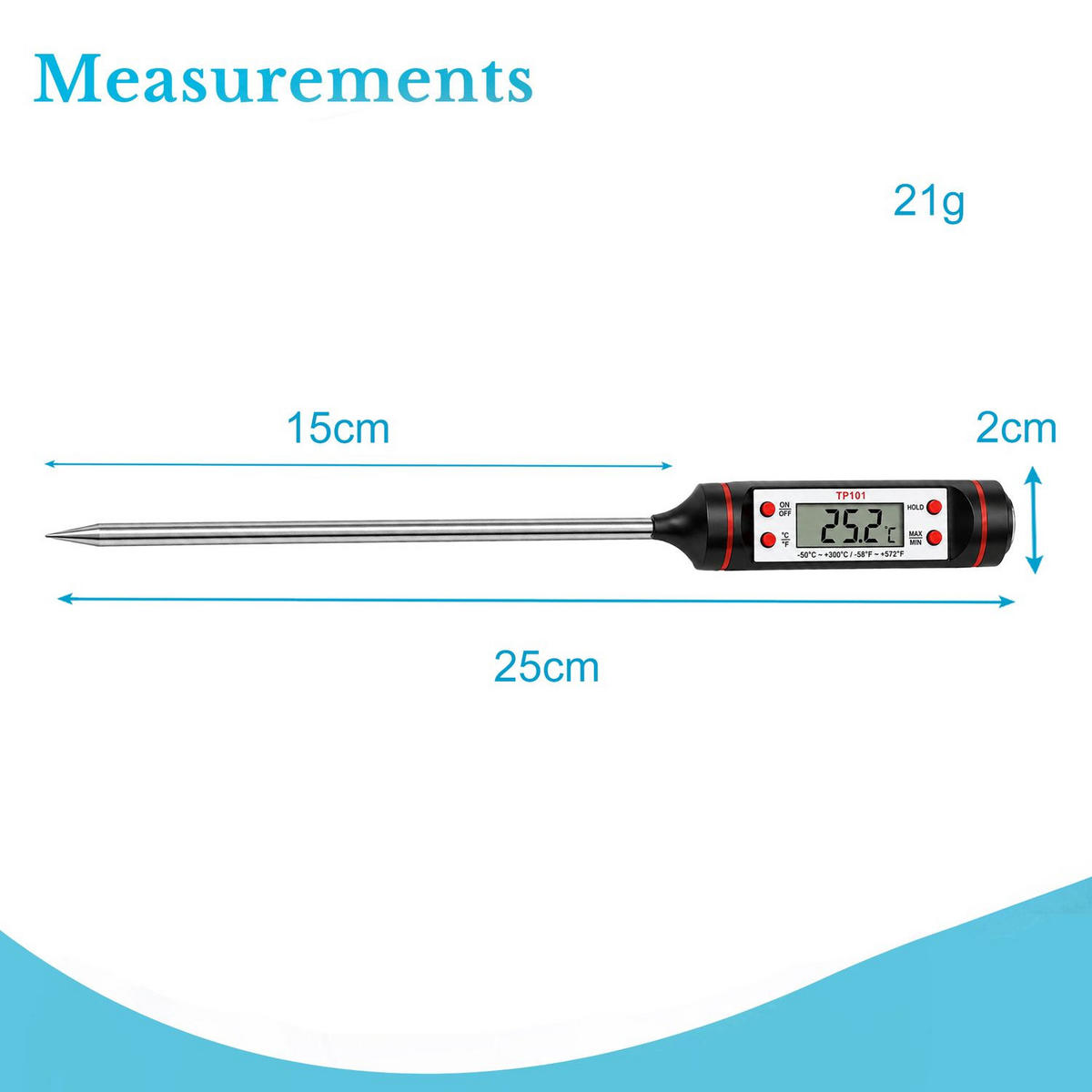 KÜCHENTHERMOMETER - Schwarz, Kunststoff - Intirilife