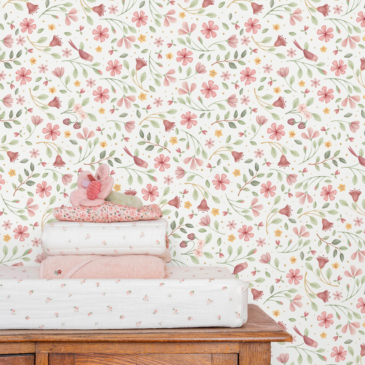 VLIESTAPETE Blumenzauber Rosé - Multicolor, Papier/Kunststoff (52/1000cm) - Little Dutch