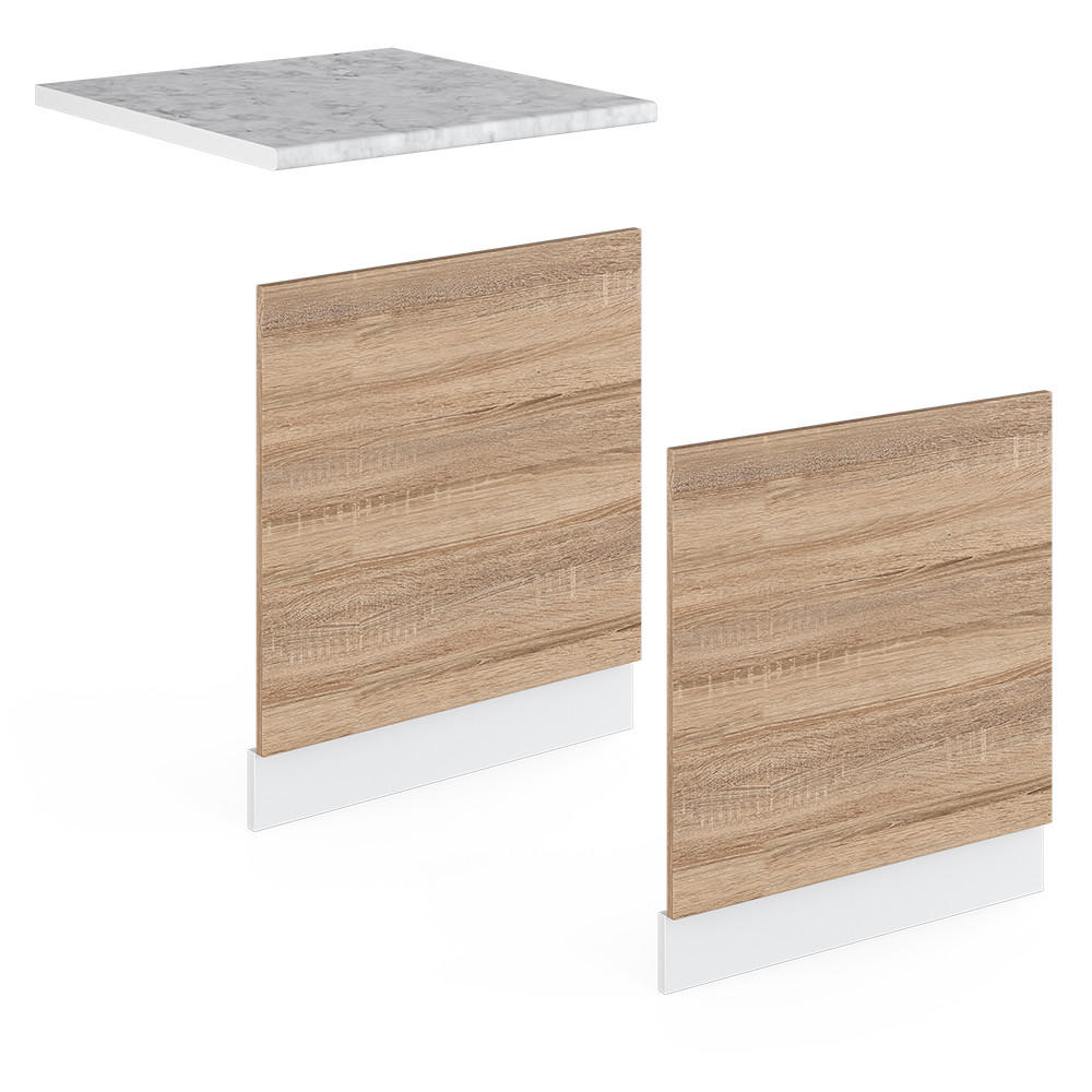 FRONTBLENDE R-Line Sonoma 60 cm ohne AP - Weiß/Sonoma Eiche, Holzwerkstoff (60/57.2/1.6cm) - Vicco