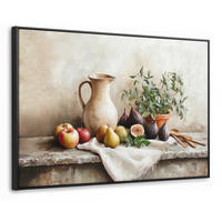 LEINWAND Bilder mit Rahmen - Obst - Kräuter - Ländlich - 150x100 - Naturfarben, Textil (150/100cm) - MuchoWow