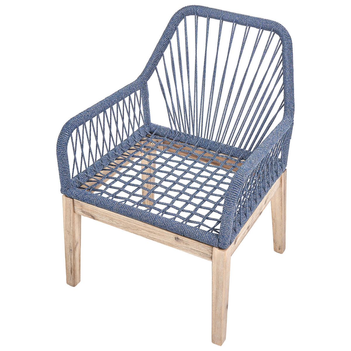 GARTENSTUHL 2er-Set und Sitzkissen Marineblau Olbia - Hellblau, Holz (64/89/71cm) - Beliani