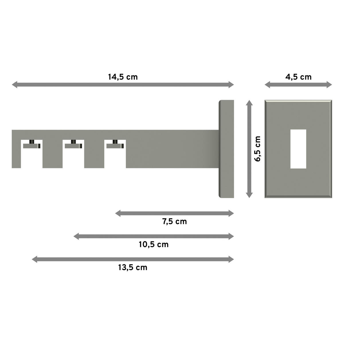 TRÄGER FÜR INNENLAUFSTANGEN 14x35 mm, Smartline 3-läufig lang, Edelstahl-Optik - Edelstahlfarben, Metall (14.5/6.5/4.5cm) - INTERDECO