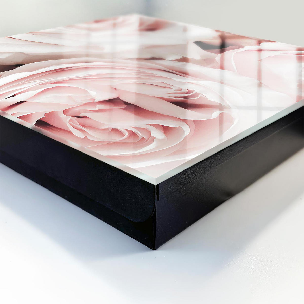 SCHLÜSSELBOX Schwarz 30x30 cm- Türöffnung nach rechts - Pastellrosen - Pink, Metall (30/30/5cm) - TULUP