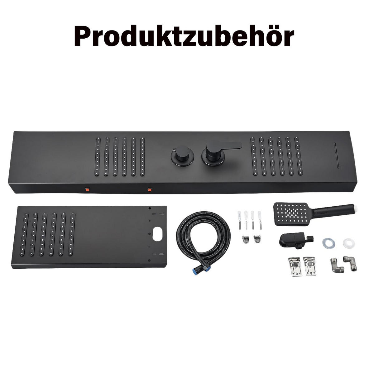 ÜBERKOPFBRAUSESET Schwarz LED Regendusche Massagedüsen - Schwarz, Metall (20/122/46cm) - Kaket