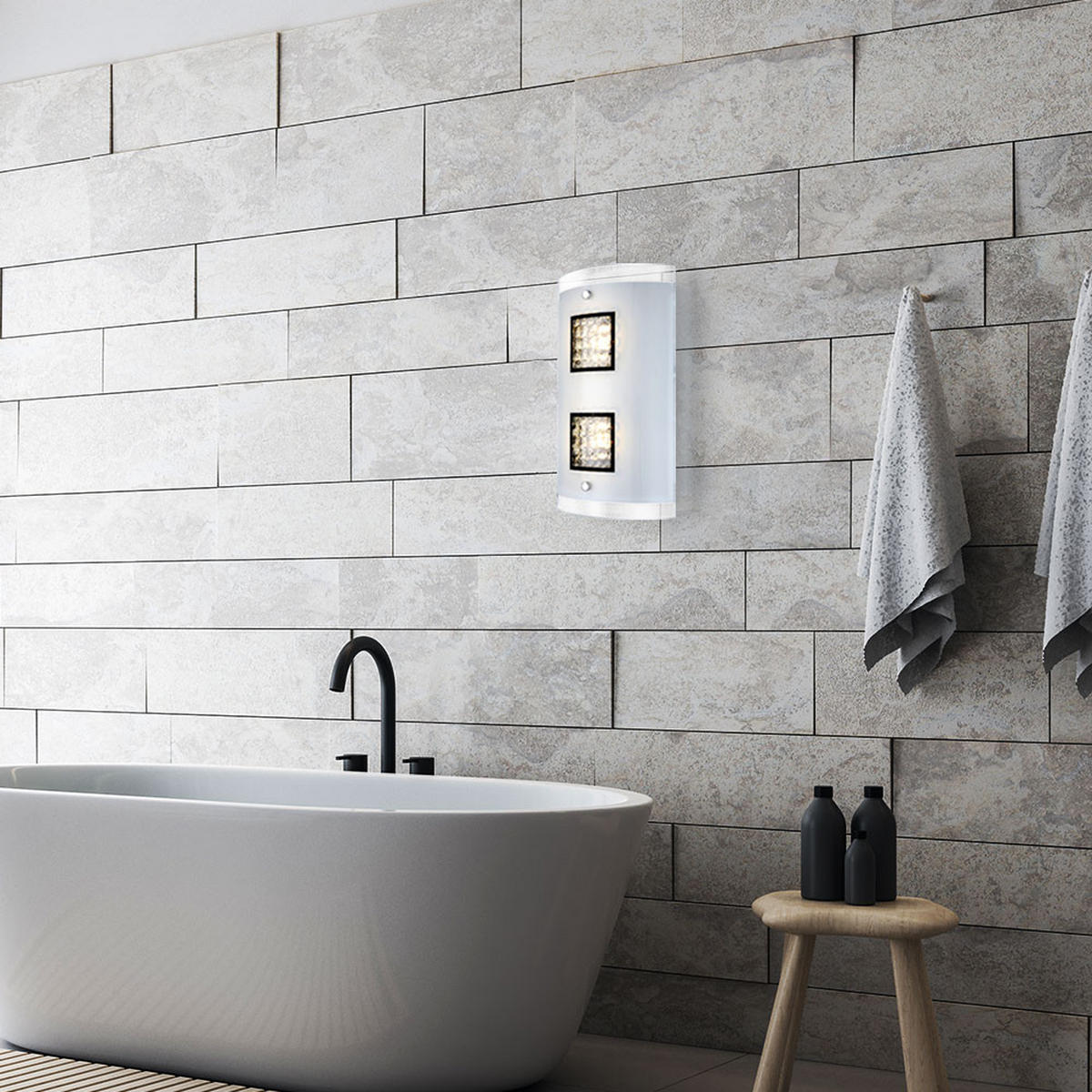 LED WANDLEUCHTE Sterni Silber - Silberfarben, Glas (18/30/6.2cm) - Globo Lighting