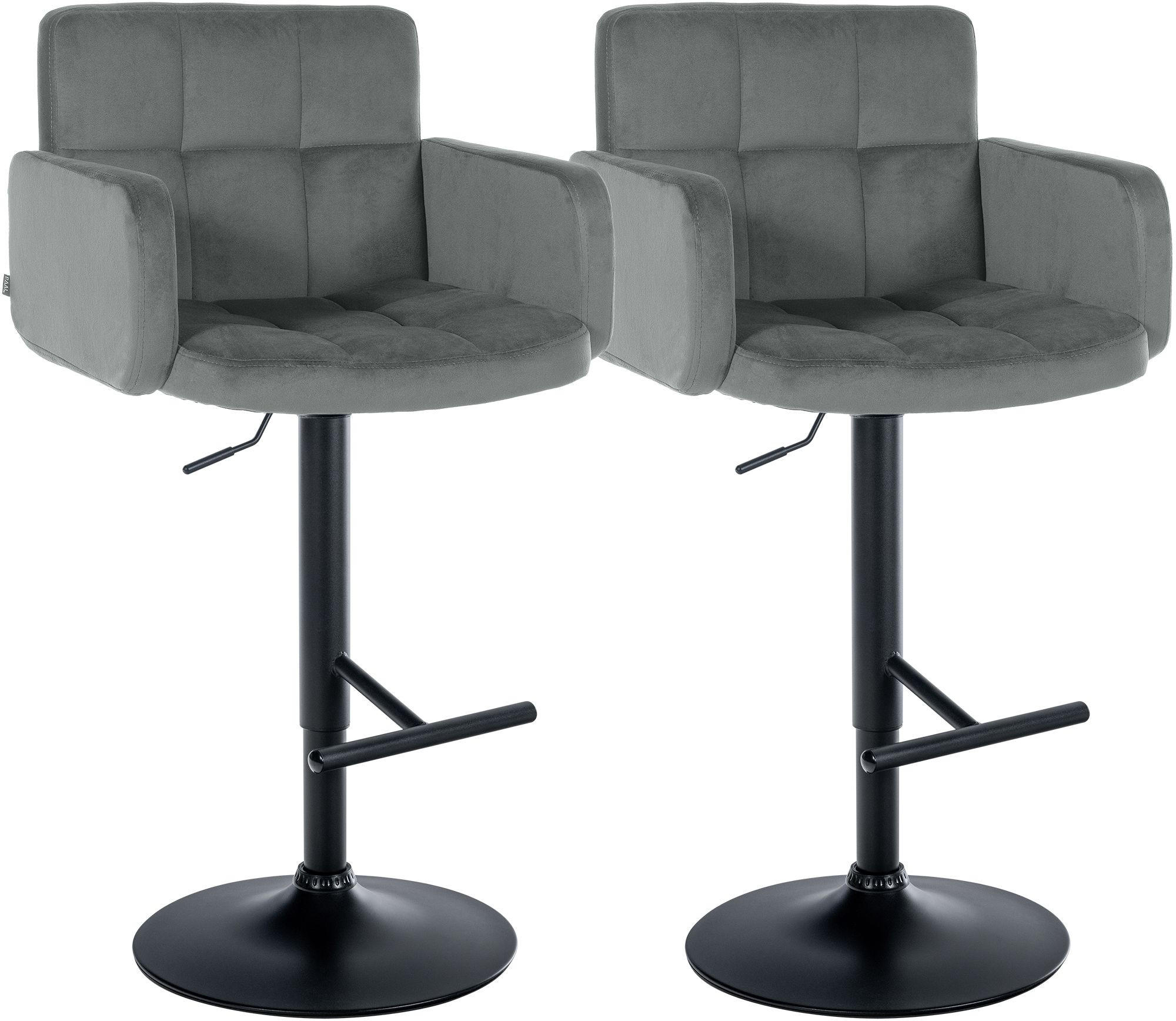 BARHOCKER 2 Samt Grau - Schwarz/Grau, Textil/Metall (60/93/56cm) - CLP