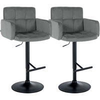 BARHOCKER 2 Samt Grau - Schwarz/Grau, Textil/Metall (60/93/56cm) - CLP