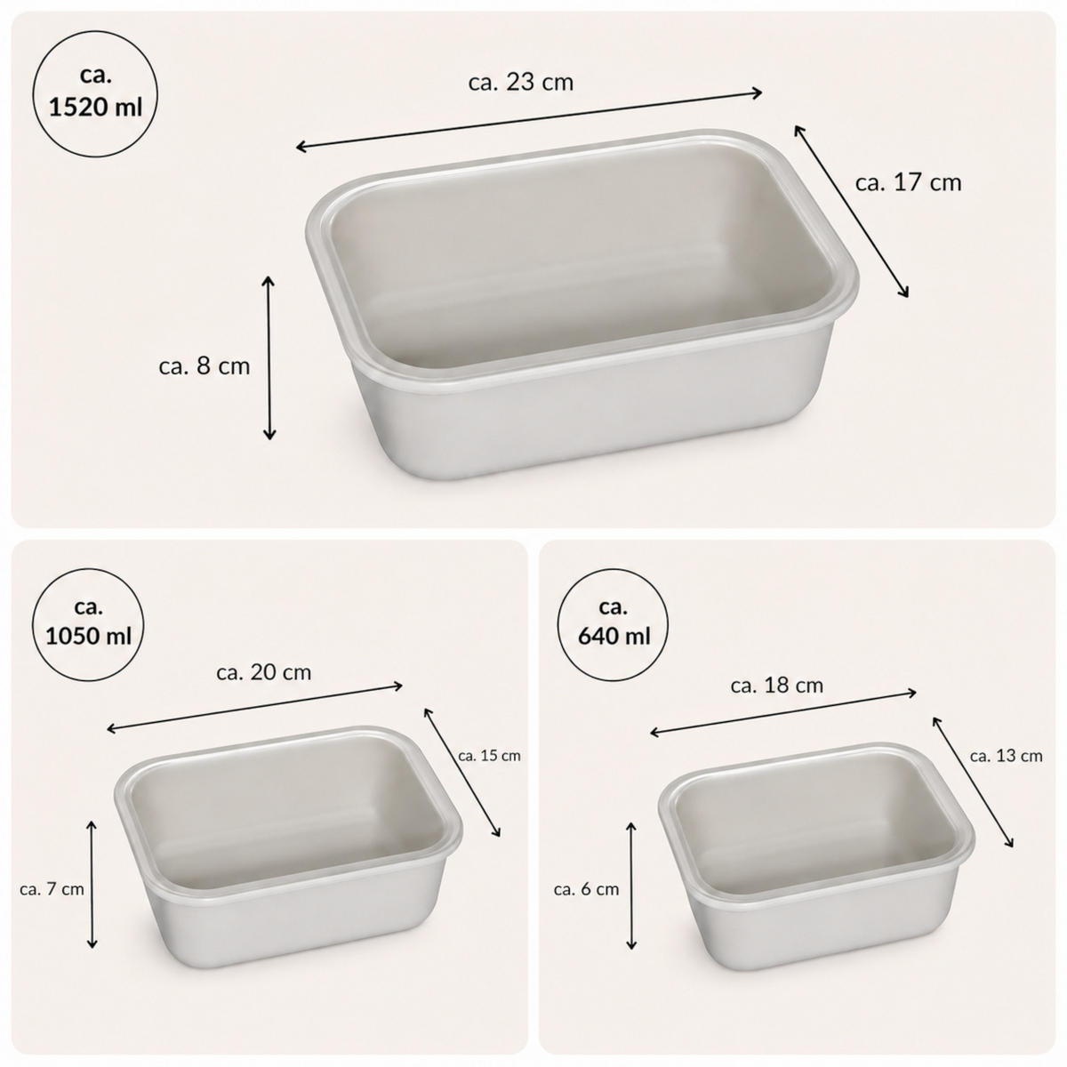 FRISCHHALTEDOSEN LUND Meal Cubes 3-er Set grau - Grau, Glas (24/18/19cm) - Mulex