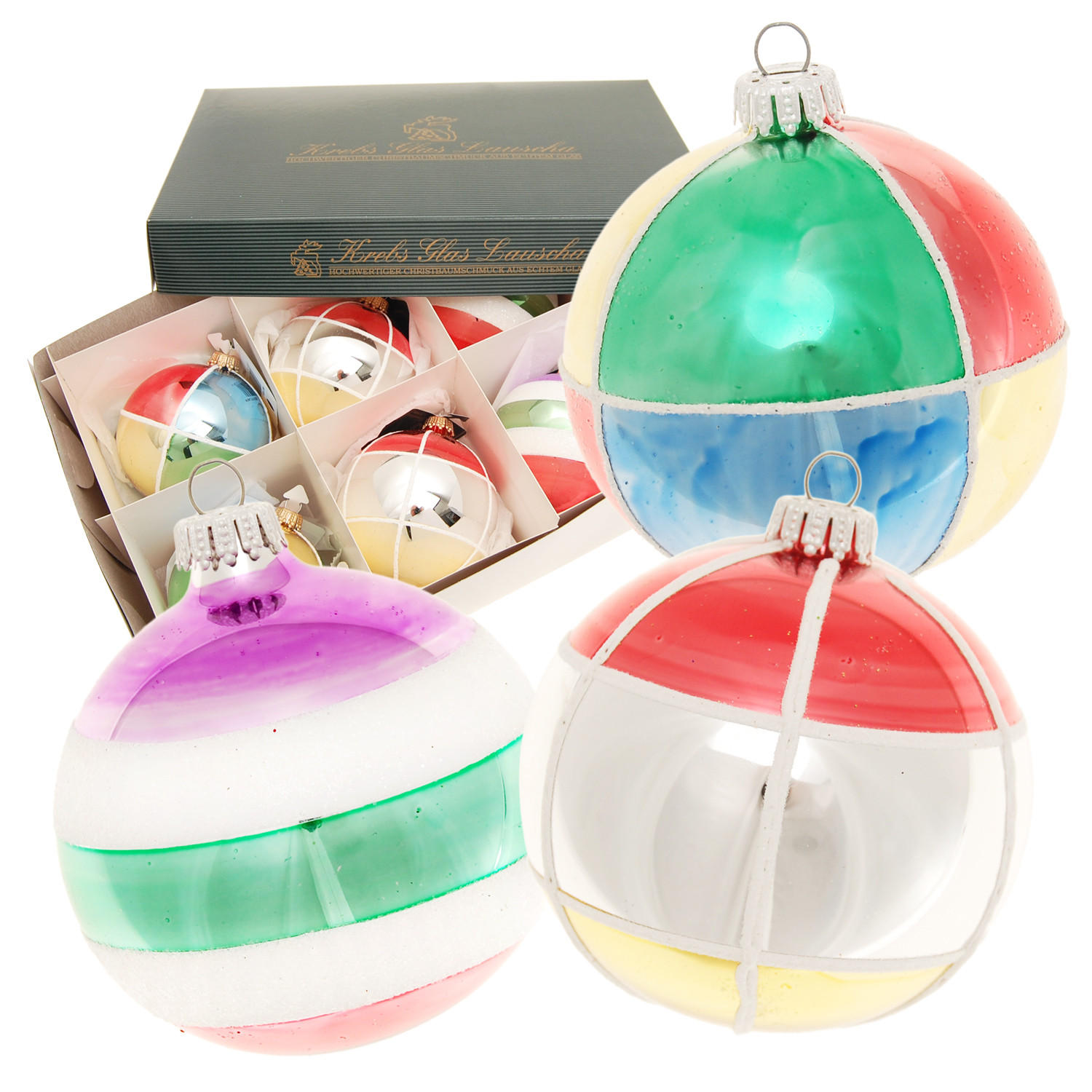 CHRISTBAUMKUGELN Wasserfarben Mehrfarbig 8cm (Glas / 6 Stk.) - Multicolor, Glas (8/8/8cm) - Krebs Glas Lauscha