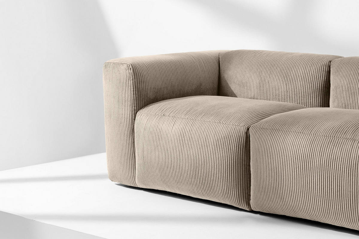2-SITZER-MODULSOFA BUFFO mit extrem weicher und bequemer Sitzfläche, Kordstoff, beige - Beige, Textil (210/73/96cm) - KONSIMO®