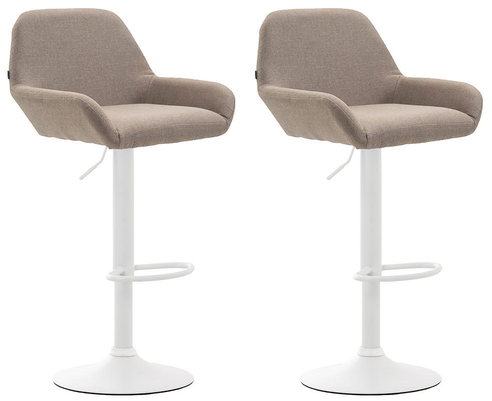 BARHOCKER 2er-Set DUBLIN Taupe Stoff Weiß - Taupe, Textil/Metall (51/89/52cm) - DELUKE