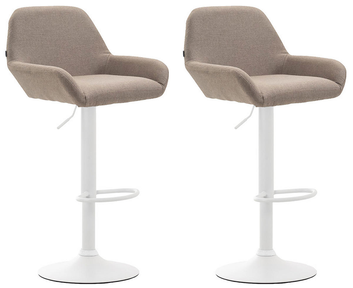 BARHOCKER 2er-Set DUBLIN Taupe Stoff Weiß - Taupe, Textil/Metall (51/89/52cm) - DELUKE