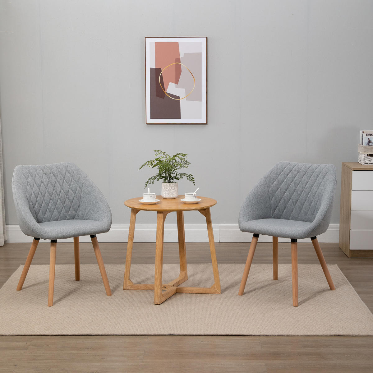 ESSZIMMERSTÜHLE 2er-Set DE-13175 Skandinavisch mit Armlehnen Grau - Grau, Holz (56/79/60cm) - ComfortXL
