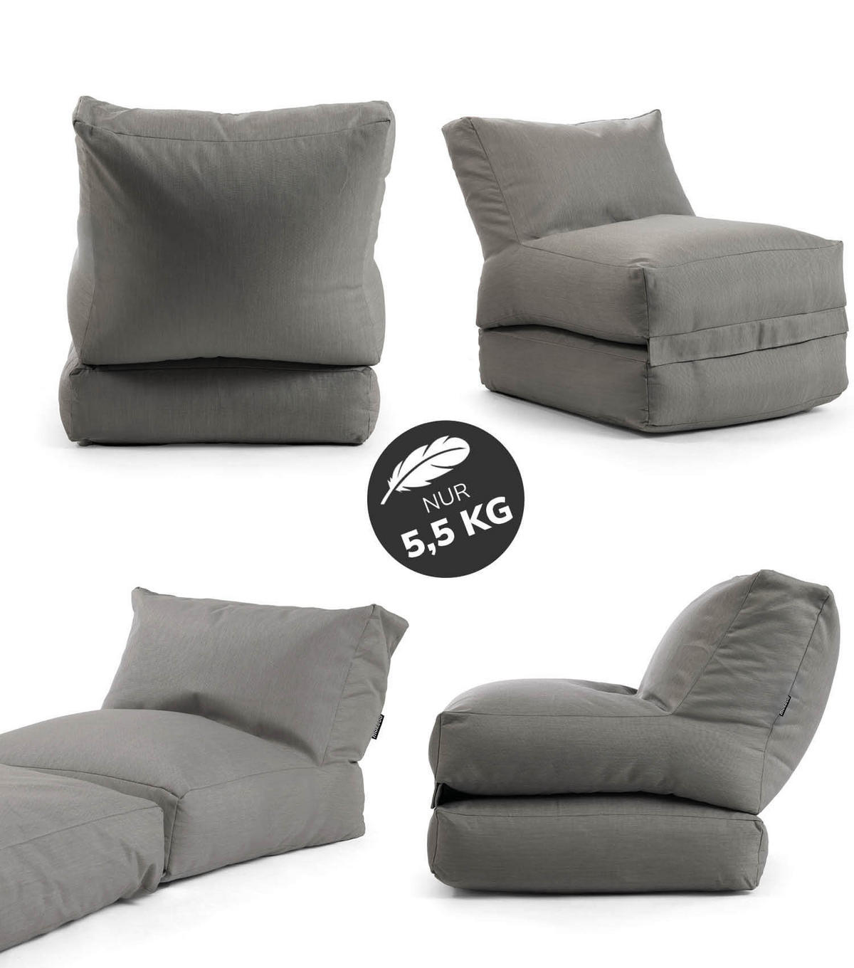 SITZSACK Der Summerdream - Schwarz/Grau, Textil (70/80/90cm) - Mokebo