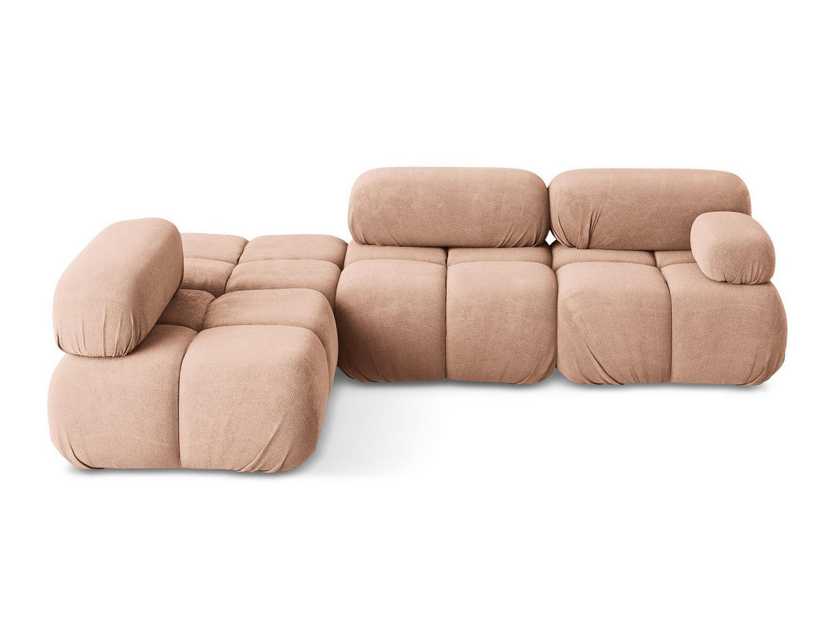 ECKSOFA Links Chenille Stoff Pink - Pink/Koralle, Kunststoff/Textil (190/285cm) - Makamii