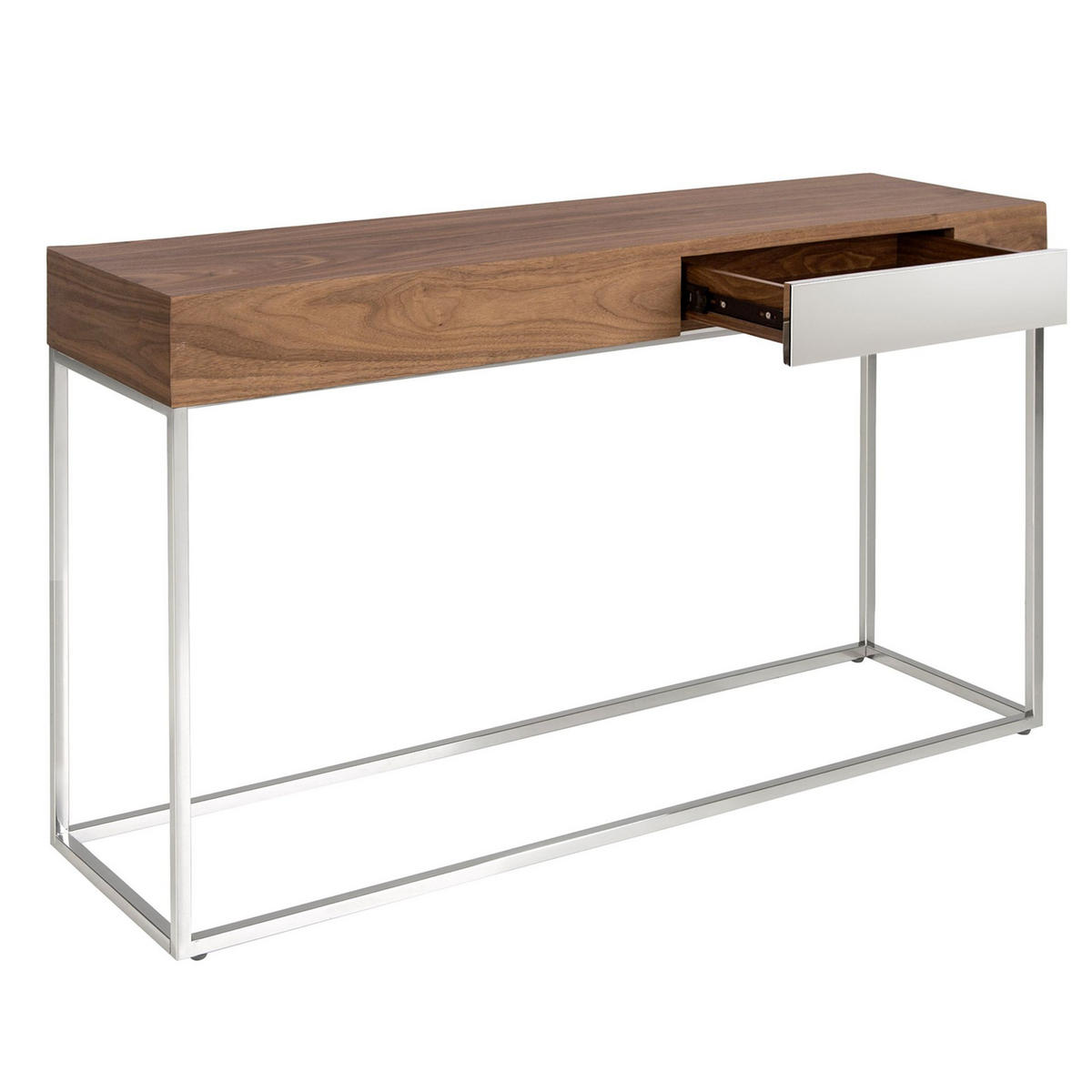 KONSOLENTISCH Rechteckiger aus Nussbaum und verchromtem Stahl 135/40/76 cm - Chromfarben/Edelstahlfarben, Holz/Holzwerkstoff (40/135/76cm) - ANGEL CERDA