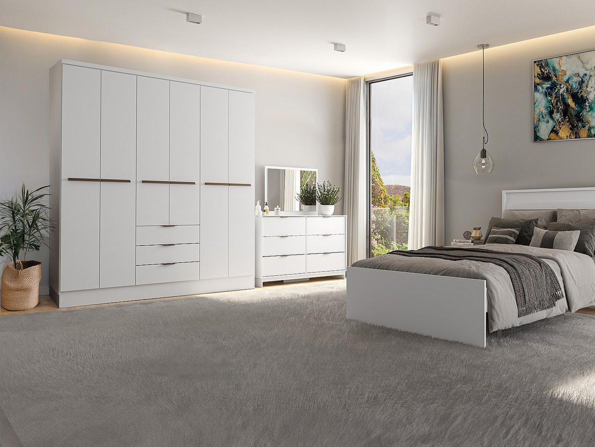 KLEIDERSCHRANK - 180 cm x 46.5 cm - holz - weiß Peroli - Weiß, Holz (180/206/46.5cm) - Vente-Unique