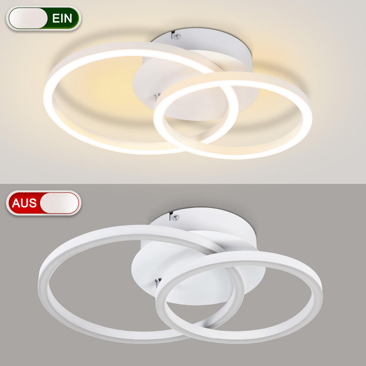 LED-DECKENLEUCHTE Lünen 34.3/25/7.4 cm - Weiß, Metall (34.3/25/7.4cm) - Nettlife