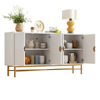SIDEBOARD aus MDF und Spanplatte 160x40x82 cm Weiß mit 4 Türen, Soft-Close und strukturierter Front - Weiß, Holzwerkstoff (160/82/40cm) - Modfu