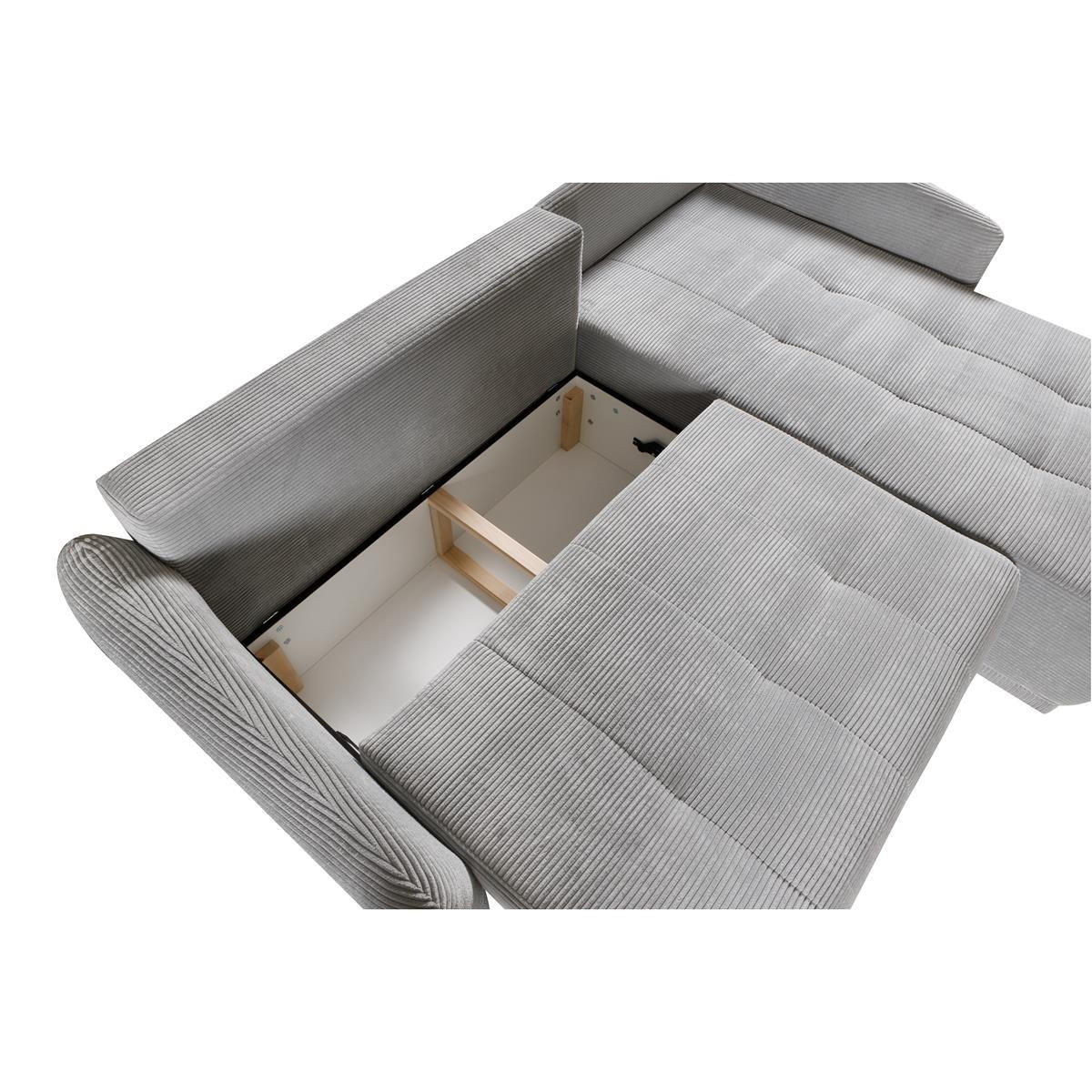 ECKSOFA Omron Dunkelgrau, universal Schlafsofa - Dunkelgrau, Holzwerkstoff/Textil (248/180cm) - Bettso