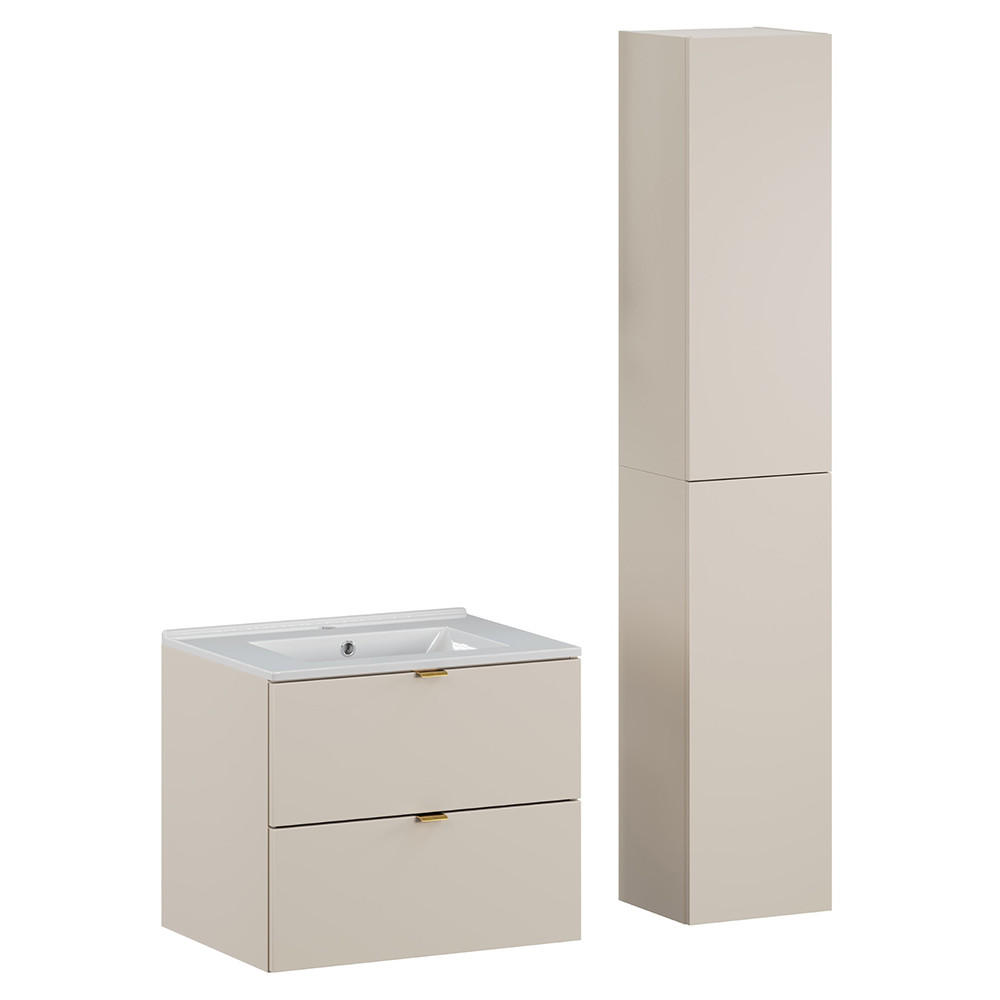 BADMÖBEL-SET 2-TLG. Durango-56 - Beige, Holzwerkstoff (120/190/47cm) - Lomado