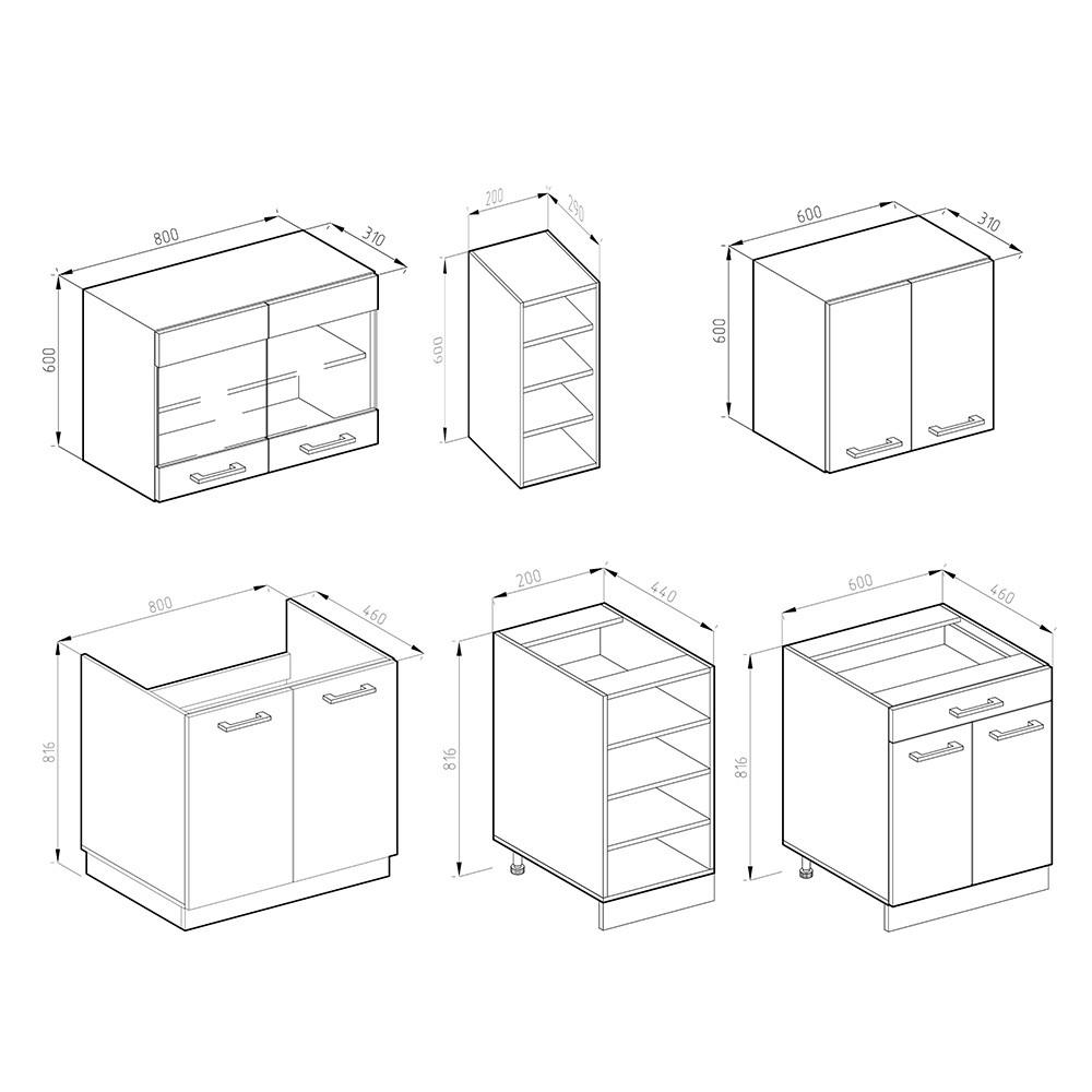 Thumbnail - Vicco Singleküche, Rotbraun, Anthrazit, Holzwerkstoff, Küchenblock,Rechteckig, 160x81.6x60 cm, Küchen, Küchenzeilen & Kü...