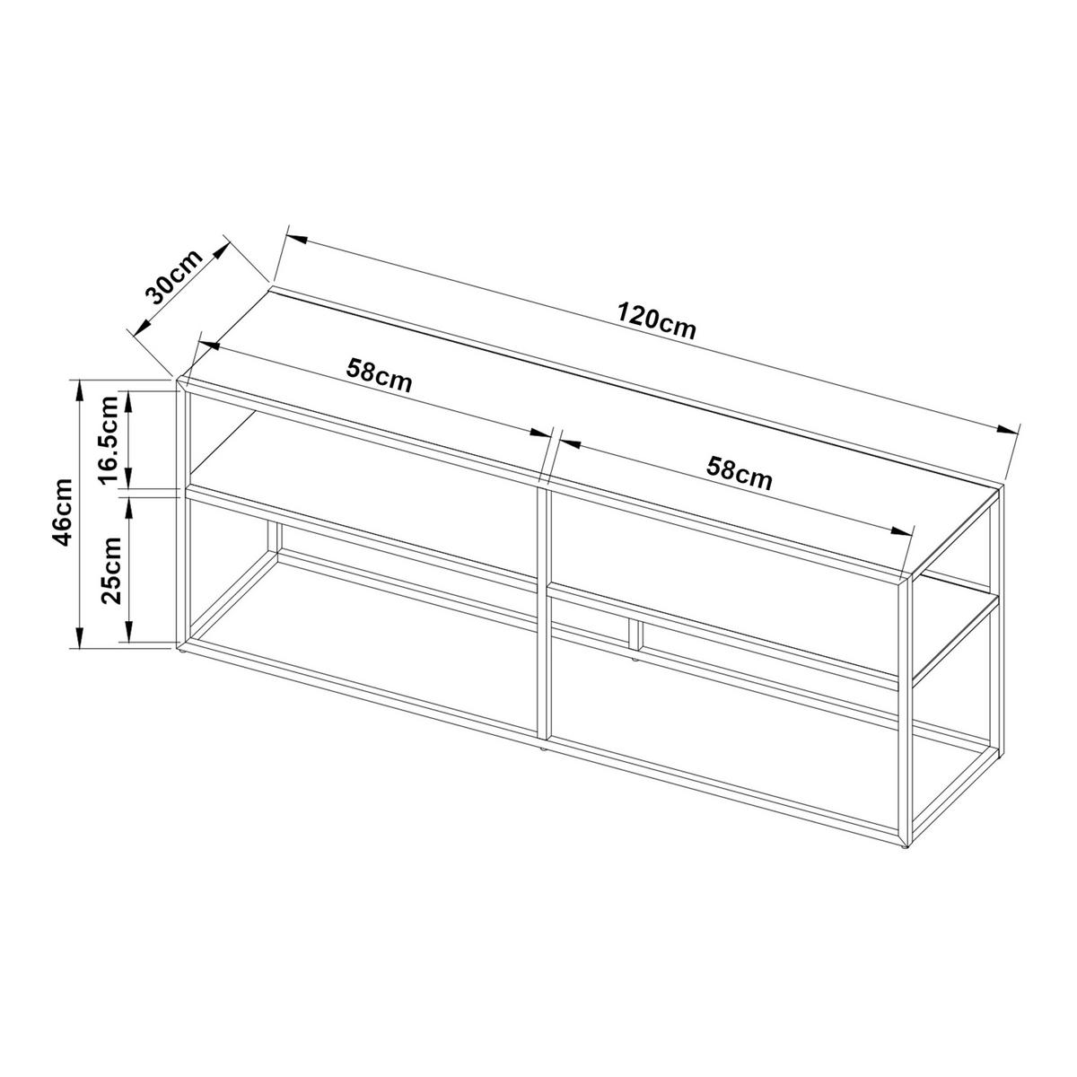 FERNSEHTISCH Solund - Schwarz, Metall (30/46/120cm) - [en.casa]