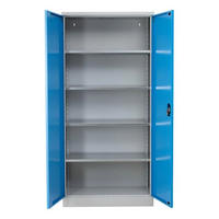 STAHLSCHRANK Bee mit 4 lackierten Fachböden 195x92x60 cm Korpusfarbe Lichtgrau Frontfarbe Lichtblau - Hellblau, Metall (92/195/60cm)