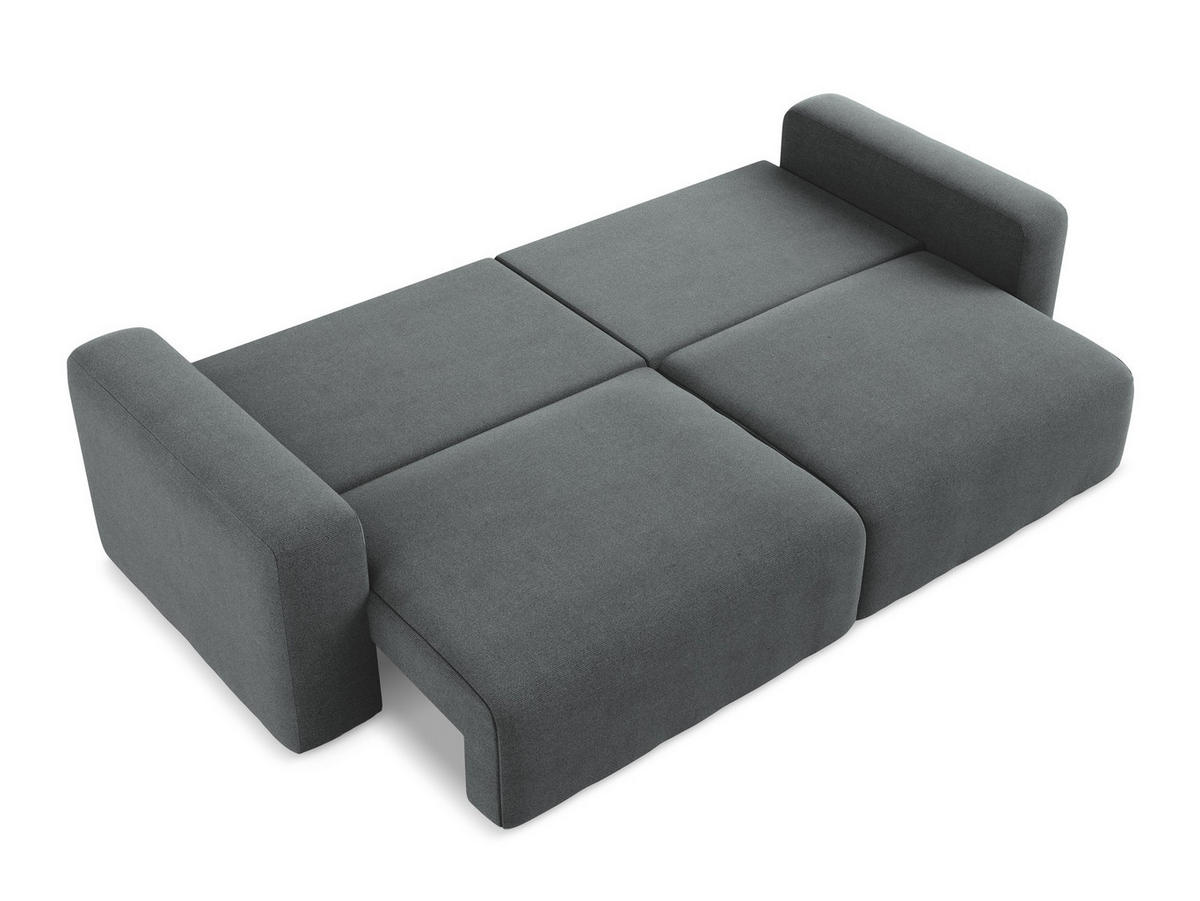 3-SITZER SOFA mit Schlaffunktion Strukturstoff Stoff Grau - Schwarz/Grau, Kunststoff/Textil (244/79/102cm) - Makamii
