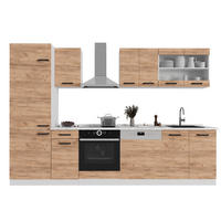 KUCHYNSKÝ KÚT R-Line Dub Goldkraft/biela 300 cm AP Antracit - biela/dub medový, kompozitné drevo (300/206.8/60cm) - Vicco