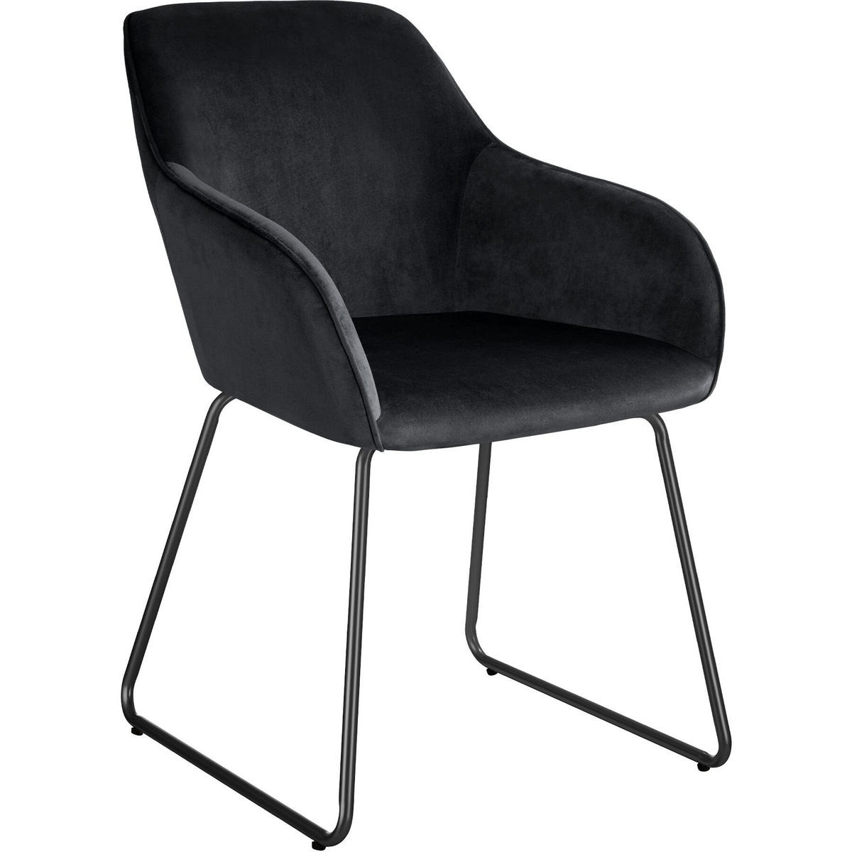 ESSZIMMERSTUHL Jeane,57 x 61 x 85,5 cm, Belastbarkeit 120 kg,Samtoptik schwarz/schwarz - Schwarz/Samtahornfarben, Kunststoff (57/85.5/61cm) - tectake