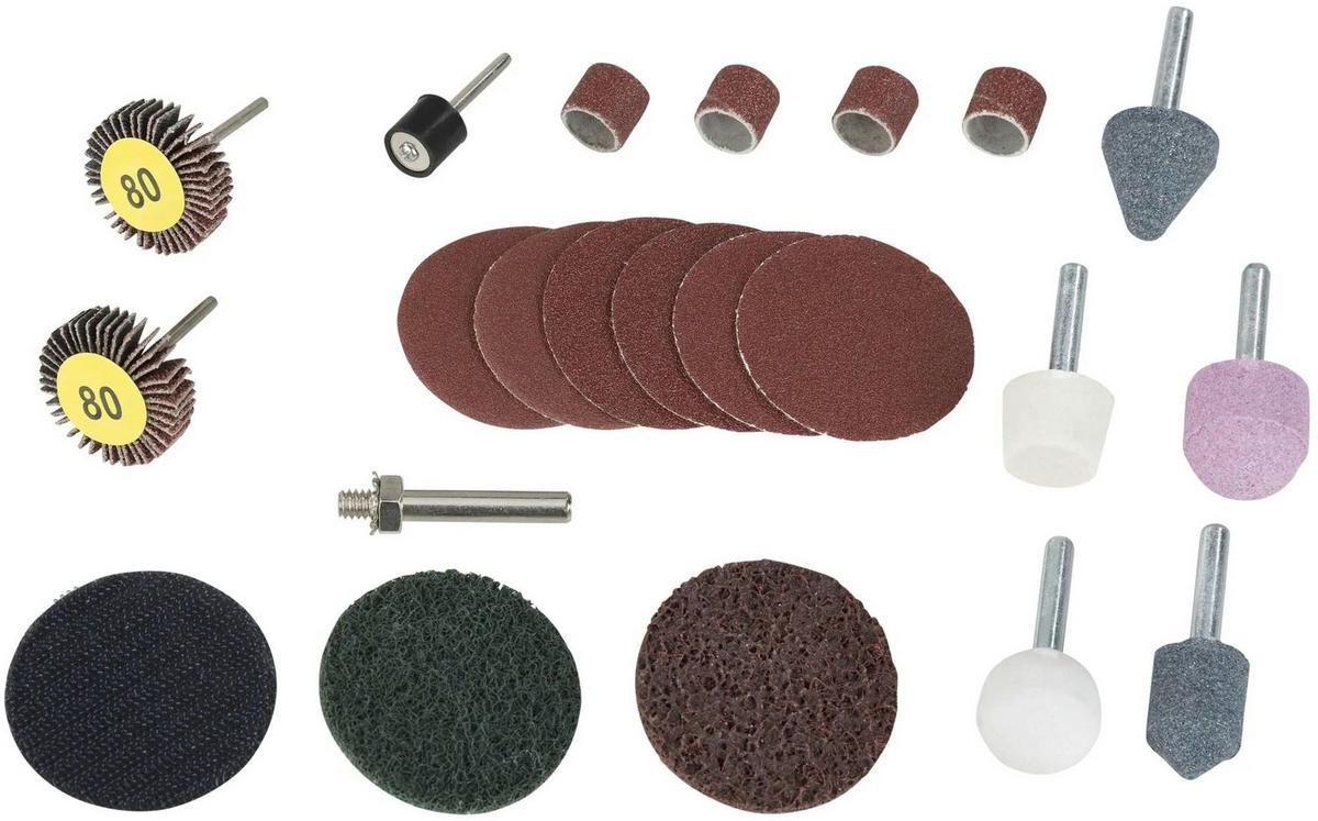 SCHLEIF- & POLIERSET, 21-teilig, vielseitig - Braun, Kunststoff (17/4/10cm) - Westfalia