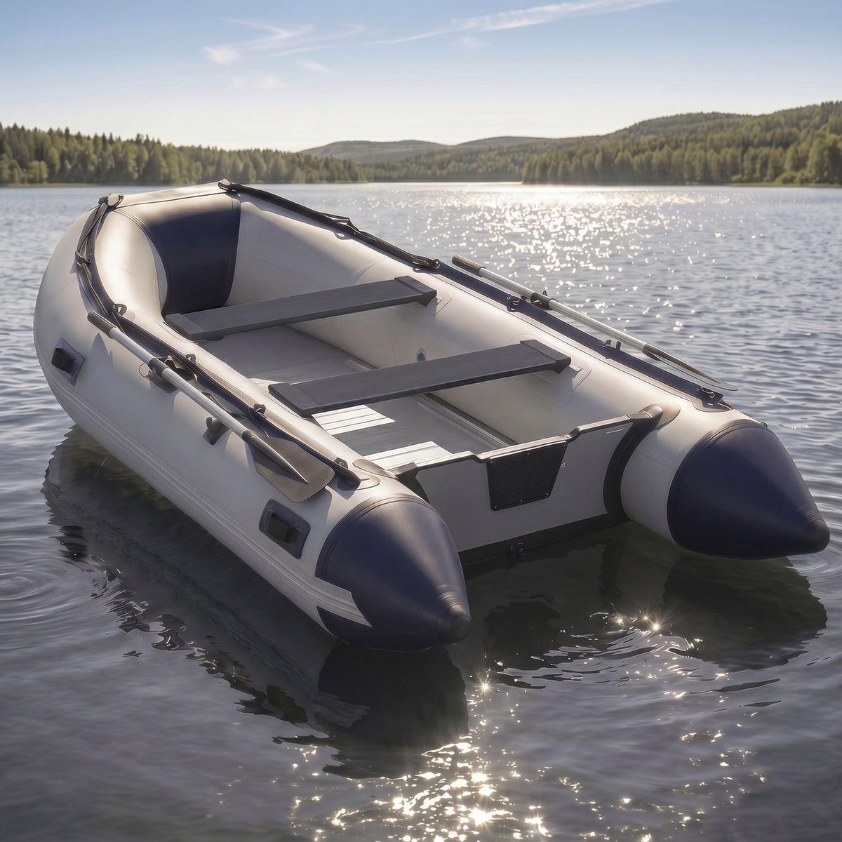 SCHLAUCHBOOT Paddelboot 3,20 m inkl. Tasche & Reparaturset - Grau, Kunststoff (320/155/70cm) - Artsport